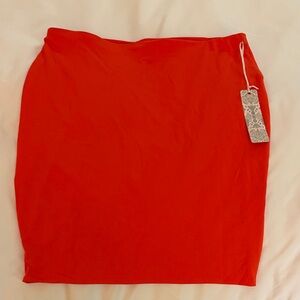 Iris Basic Vibrant Orange Pencil Skirt